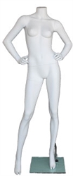 Matte White 5' 4" Headless Female Mannequin - Hands on Hips
