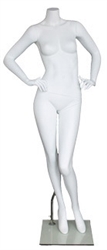 Matte White 5' 5" Headless Female Mannequin - Hands on Hips