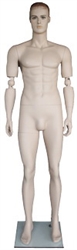 Realistic Flesh Tone Bendable Elbows Male Mannequin