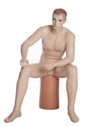 Flesh Tone Realistic Seated Male Mannequin