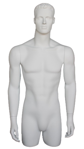 Matte White Male 3/4 Torso with Arms at his Sides from www.zingdisplay.com