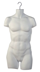 CASE of 12 Matte White Thick Injection Plastic Male 3/4 Torso Form