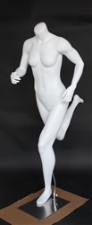 Matte White Female Headless Mannequin Running