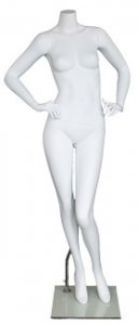 Matte White Female Headless Mannequin Hand On Hips Stylish