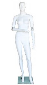 Abstract Facial Features Female Mannequin with Movable Elbow.
