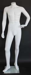 Matte White Male Headless Mannequin Hand on Hip