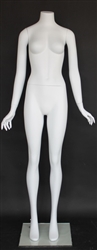 Matte White Female Headless Mannequin Arms by Side
