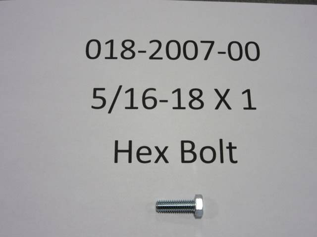 018200700 Bad Boy Mowers Part - 018-2007-00 - 5/16-18 X 1 GR 5 Hex Bolt Zinc