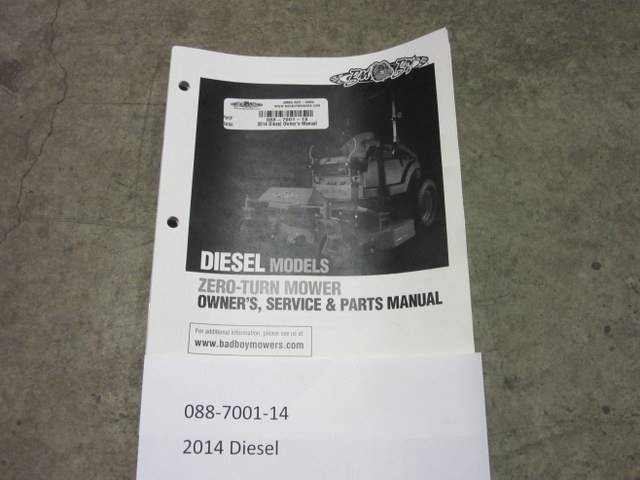 088700114 Bad Boy Mowers Part - 088-7001-14 - 2014 Diesel Owner's Manual