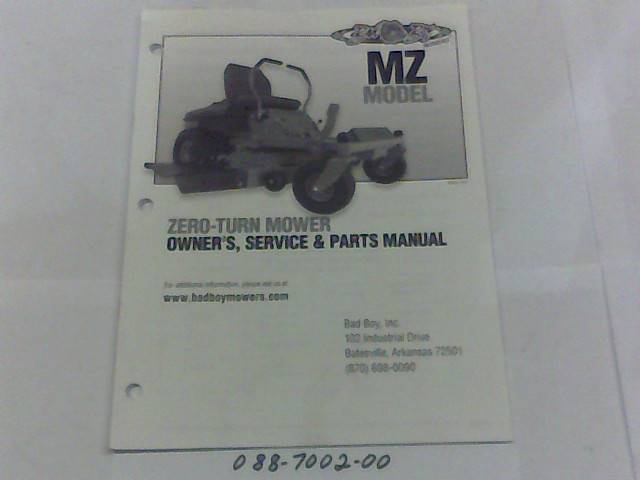 088700200 Bad Boy Mowers Part - 088-7002-00 - 2012 MZ Owner's Manual