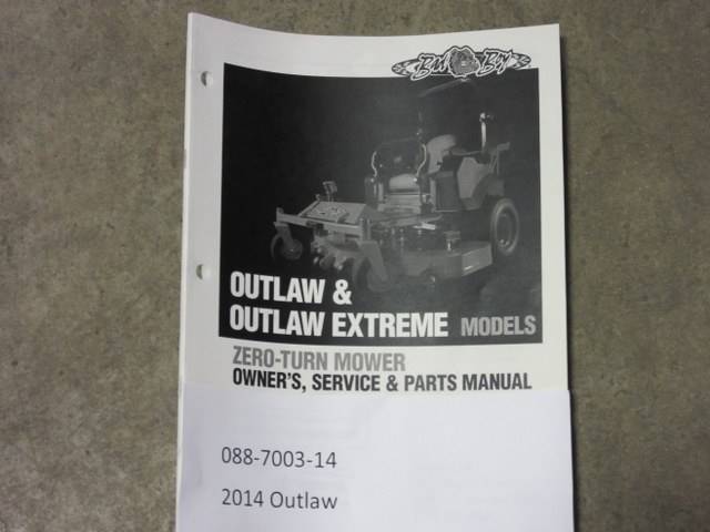 088700314 Bad Boy Mowers Part - 088-7003-14 - 2014 Outlaw Owner's Manual