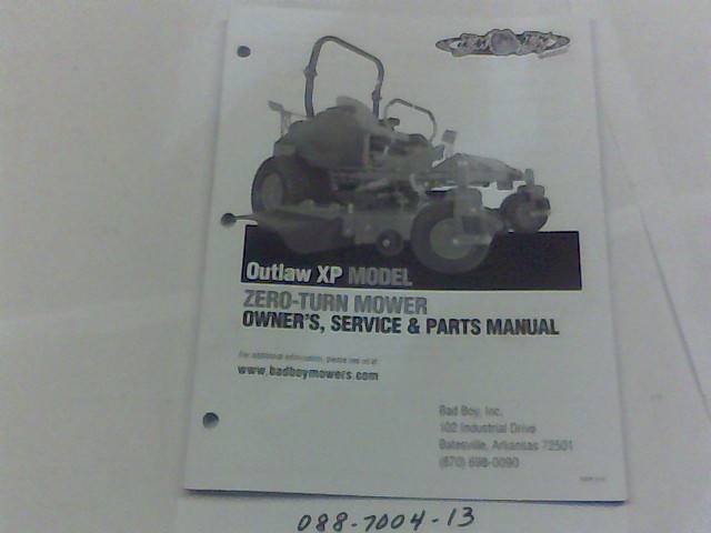 088700413 Bad Boy Mowers Part - 088-7004-13 - 2013 Outlaw XP Owner's Manual