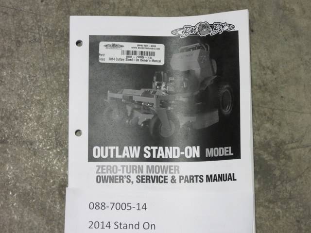 088700514 Bad Boy Mowers Part - 088-7005-14 - 2014 Outlaw Stand On Owner's Manual