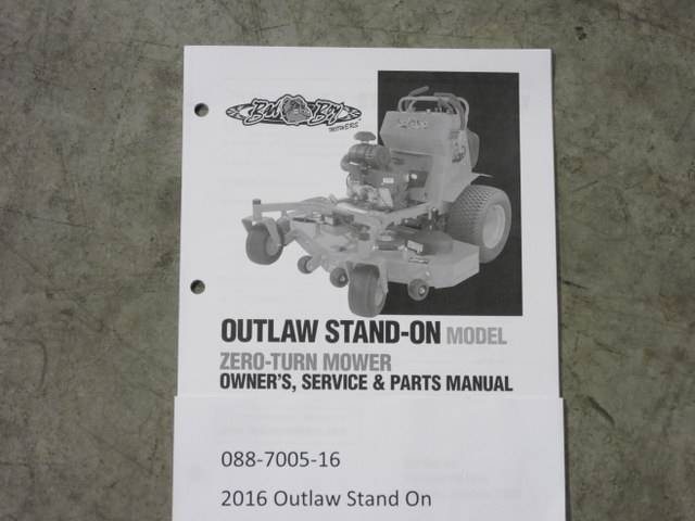 088700516 Bad Boy Mowers Part - 088-7005-16 - 2016 Outlaw Stand On Owner's Manual