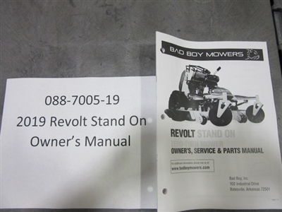088700519 Bad Boy Mowers Part - 088-7005-19 - 2019 Revolt Stand On Owner's Manual