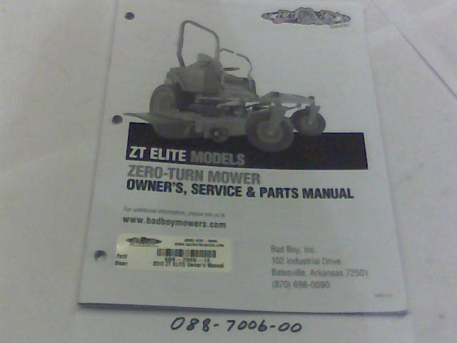 088700613 Bad Boy Mowers Part - 088-7006-13 - 2013 ZT Elite Owner's Manual