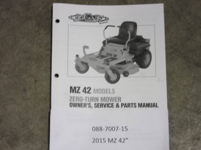 088700715 Bad Boy Mowers Part - 088-7007-15 - 2015 MZ 42" Owner's Manual