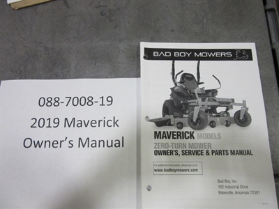 088700819 Bad Boy Mowers Part - 088-7008-19 - 2019 Maverick Owner's Manual