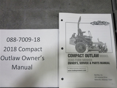 088700918 Bad Boy Mowers Part - 088-7009-18 - 2018 Compact Outlaw Owner's Manual
