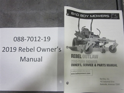 088701219 Bad Boy Mowers Part - 088-7012-19 - 2019 Rebel Owner's Manual