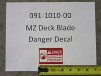 091101000 Bad Boy Mowers Part - 091-1010-00 - MZ Deck Blade Danger Decal