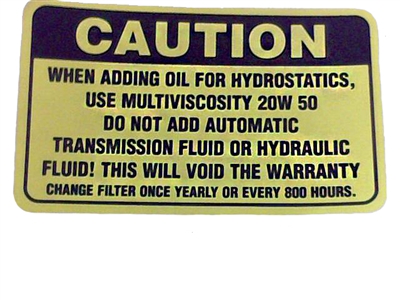 091301500 Bad Boy Mowers Part - 091-3015-00 - Caution Decal - Hydraulic Tank