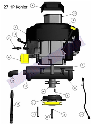 11CZTKO Bad Boy Mowers Part 2011 CZT ENGINE (27Hp Kohler)