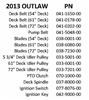 13OUTEXTQR Bad Boy Mowers Part 2013 OUTLAW & EXTREME QUICK REFERENCE