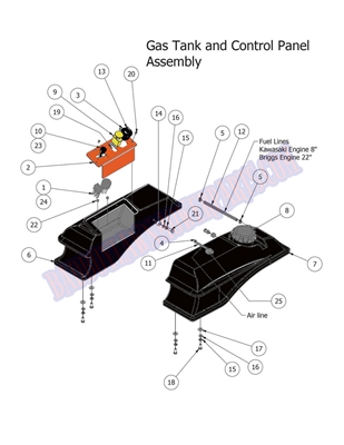 15MZFUELTK Bad Boy Mowers Part 2015 MZ FUEL TANK & CONTROL PANEL ASSEMBLY