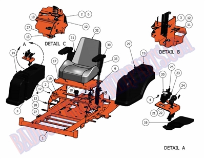 2011CZTSEATFRMFT Bad Boy Mowers Part 2011 CZT SEAT, FRAME & FUEL TANK ASSEMBLY