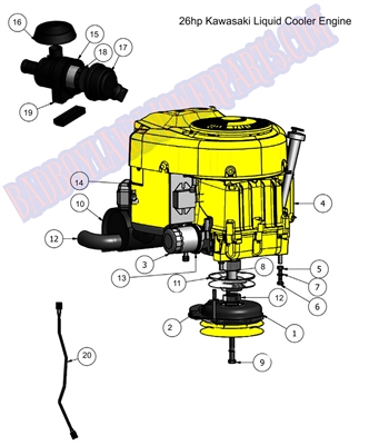 2011LP26HPKW Bad Boy Mowers Part 2011 LIGHTNING & PUP ENGINE ASSEMBLY (26Hp Kawasaki LC)