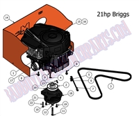 2011MZ21HPB Bad Boy Mowers Part 2011 MZ ENGINE (21Hp Briggs) ASSEMBLY