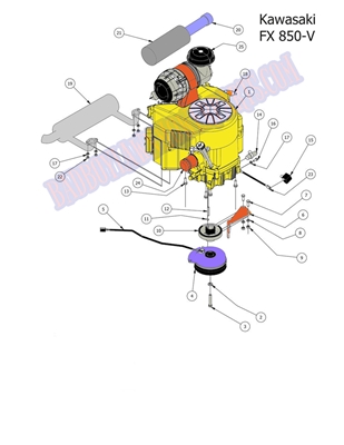 2014OLXP850KW Bad Boy Mowers Part 2014 OUTLAW XP FX850V KAWASAKI ENGINE & CLUTCH
