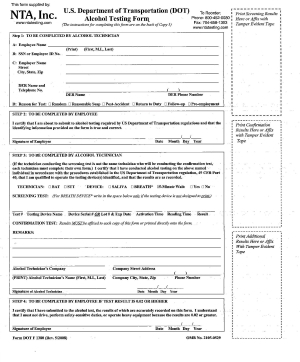 Alcohol Testing Form - DOT Compliant