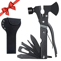 Multitool Camping Accessories - 14 in 1 Survival Gear and Equipment with Knife Axe Hammer Saw Screwdrivers Pliers Bottle Opener Durable Sheath - Cool Gadget Stocking Stuffers Gifts for Men Women