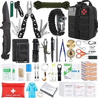Gifts for Men Dad Husband Fathers Day, KOSIN Survival Gear and Equipment,100 Pcs Survival Kit First Aid Kit Molle System Compatible Outdoor Gear Emergency Tourniquet Medical Kit Trauma Bag for Camping
