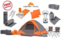 OZARK Trail Family Cabin Tent (Gray/Orange, 4 Person (22 Piece Combo Set))