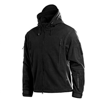 M-Tac Military Fleece Jacket Men - Tactical Fleece Hoodie - Survival Sweatshirt (Black, M)