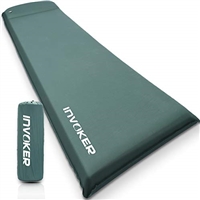 INVOKER Camping Sleeping pad â€“ 3 inch Thickness Flex Foam Self-Inflating Camping Mat with Pillow Fast Inflating in 25s for Backpacking Traveling and Hiking Air Mattress â€“ Camp Sleep Pad (Green)