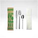 Leaves 3-piece reusable flatware set in pouch (incl. napkin)