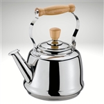 Cilio water kettle tradition, stinless steel water kettle, with wood handle and knob, two tone whistle, works on induction