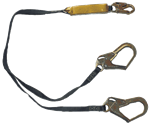 4' Double Shock Absorbing Lanyard with Rebar Hooks - FallSafe