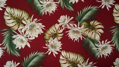 Red Cereus Cotton Hawaiian Fabric