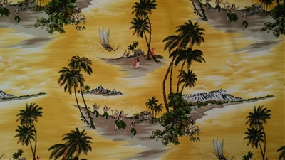 Mustard Island Cotton Hawaiian Fabric