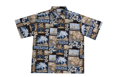 Wave Shoppe Mens Hilo Bay Hawaiian Shirt