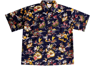 Navy blue men's Hula Island shirts