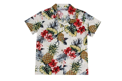 Wave Shoppe Womens Hawaiian Shirt with Pineapples