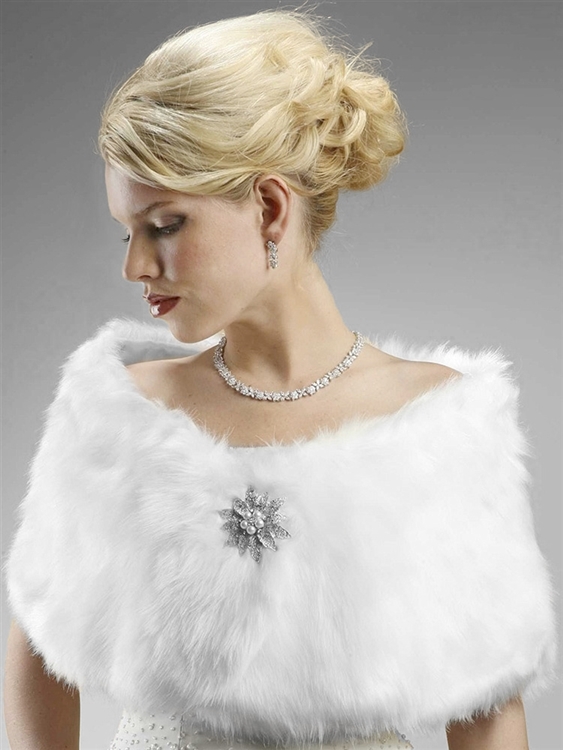 Faux Fur Bridal Wrap with Pure White Fox<br>116W-W