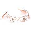 Glamorous Swarovski Crystal Bridal Rose Gold Tiara Vine with Double Combs<br>1402H-RG