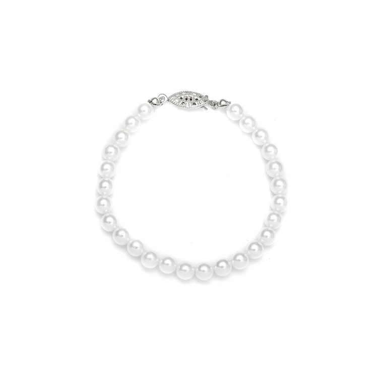 Single Strand 6mm Pearl Wedding Bracelet<br>182B